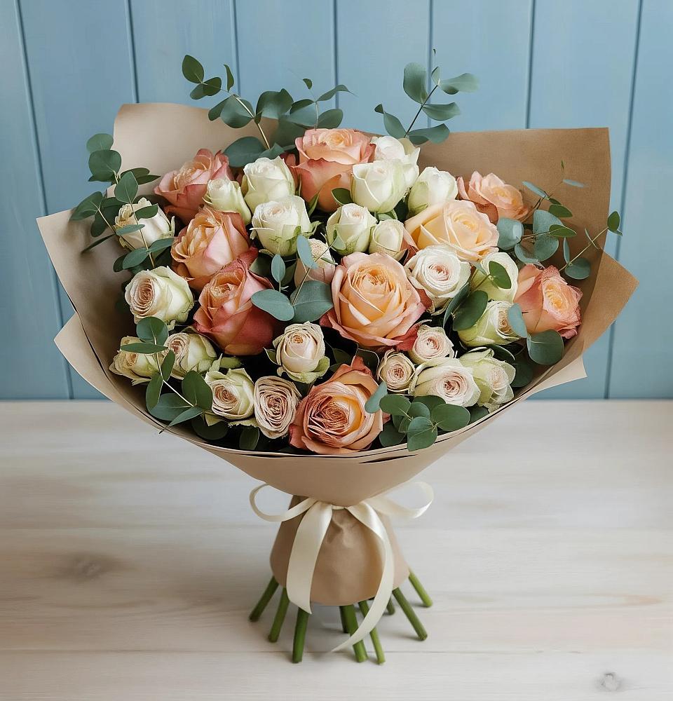 Букет цветов из: Альстромерии и Розы в Светлом Саратовской области