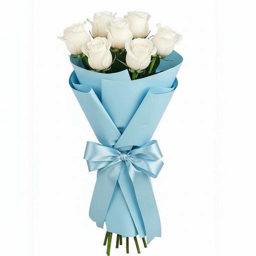 Букет 7 белых роз Проуд в Светлом Саратовской области