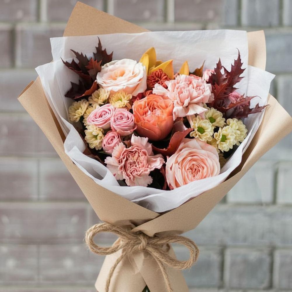 Букет цветов из: Гвоздики, Хризантемы и Розы в Светлом Саратовской области