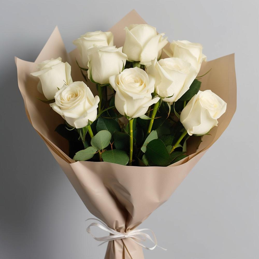 Букет 9 Белых роз Эдлесс Лав в Светлом Саратовской области
