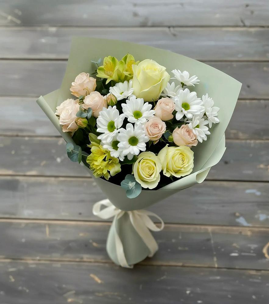 Букет цветов из: Альстромерии, Розы и Хризантемы в Светлом Саратовской области
