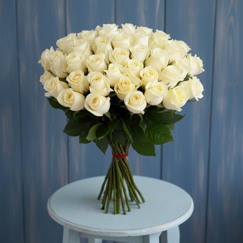 Букет 51 Белая роза Эдлесс Лав в Светлом Саратовской области