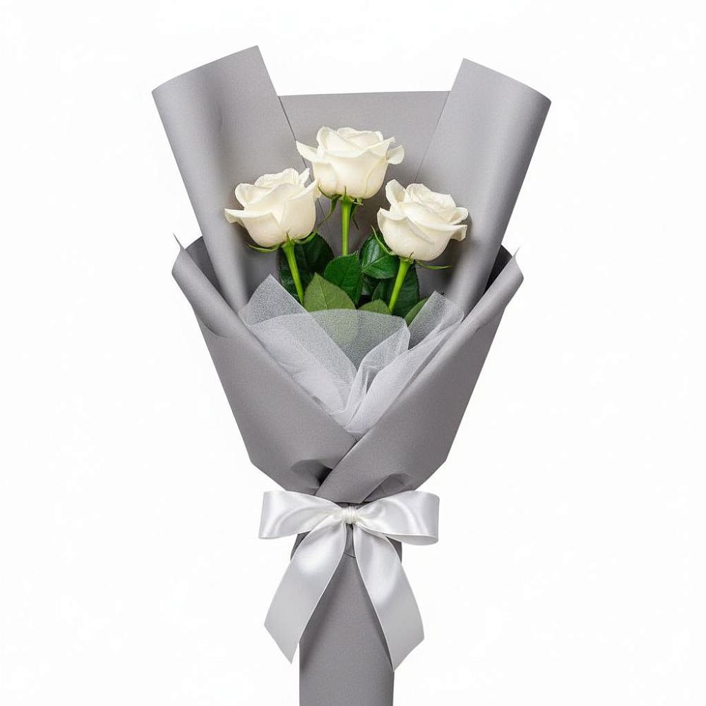 Букет 3 белые розы в Светлом Саратовской области