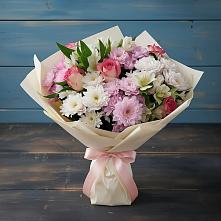 Букет цветов из:  Хризантемы, Альстромерии и Розы в Светлом Саратовской области