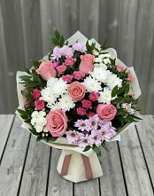 Букет цветов из:  Альстромерии, Гвоздики, Розы и Хризантемы #REPLACE_PRED# Светлом Саратовской области