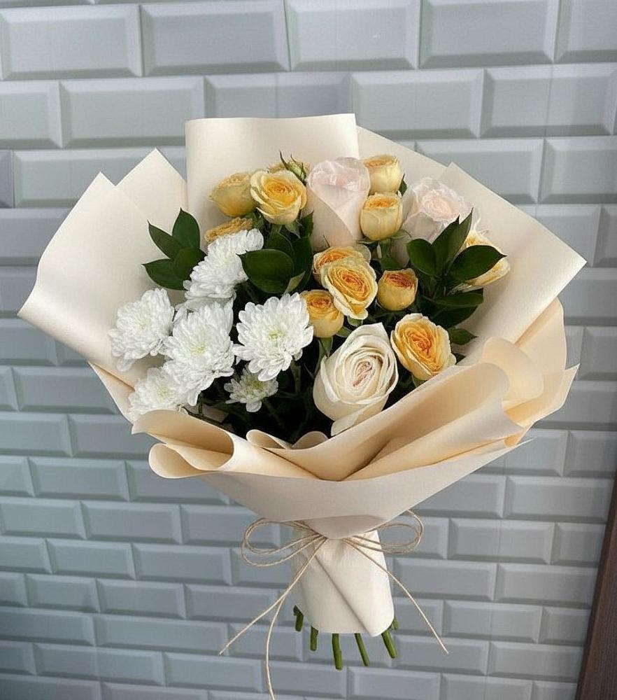 Букет цветов из: Розы и Хризантемы в Светлом Саратовской области