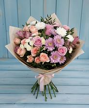 Букет цветов из:  Хризантемы, Розы и Альстромерии в Светлом Саратовской области