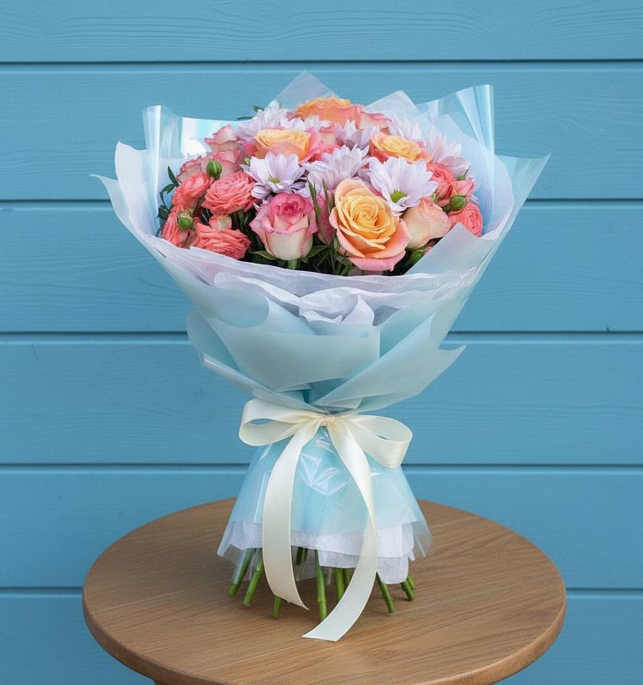 Букет цветов из: Хризантемы и Розы в Светлом Саратовской области