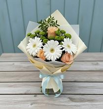 Букет цветов из:  Герберы, Розы и Хризантемы в Светлом Саратовской области